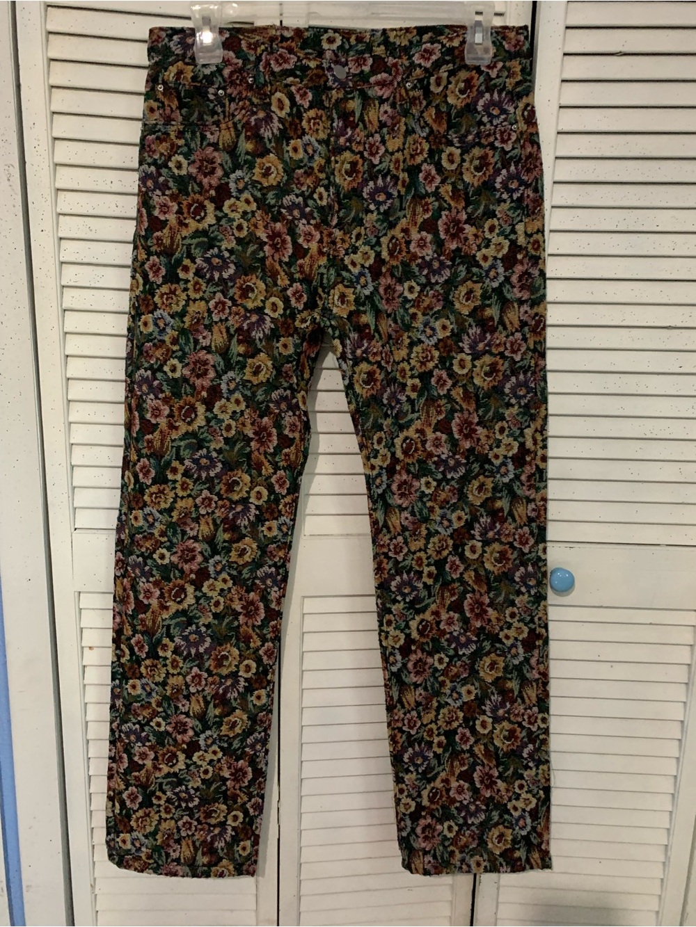 MNML Floral Tapestry Print Straight Leg Button Up Pants